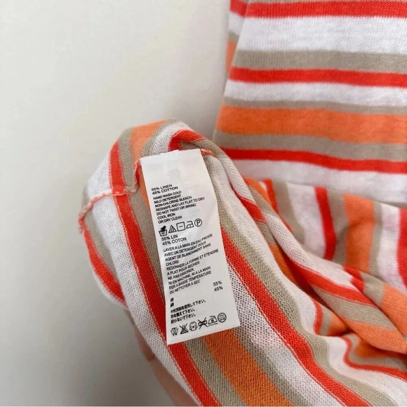 Tommy Bahama Womens Medium Linen Orange Stripe Long Sleeve Top - Picture 9 of 12